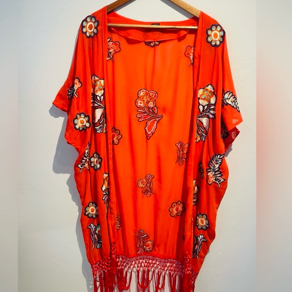 Brand New ZINGARA Red Floral Embroidered Kimono